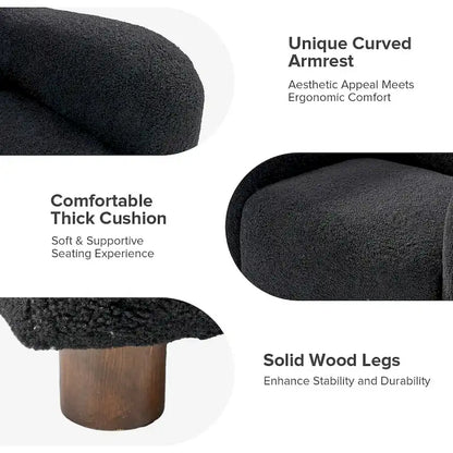 Wayne 35 Wide Boucle Upholstered Teddy Accent Chair with Solid Wood Legs by HULALA HOME