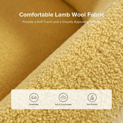 Wayne 35 Wide Boucle Upholstered Teddy Accent Chair with Solid Wood Legs by HULALA HOME