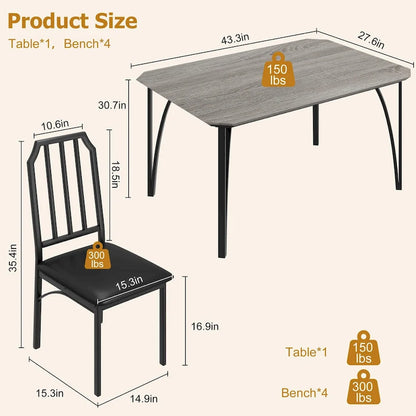 Farmhouse Dining Room Table Set for 4 Breakfast Nook