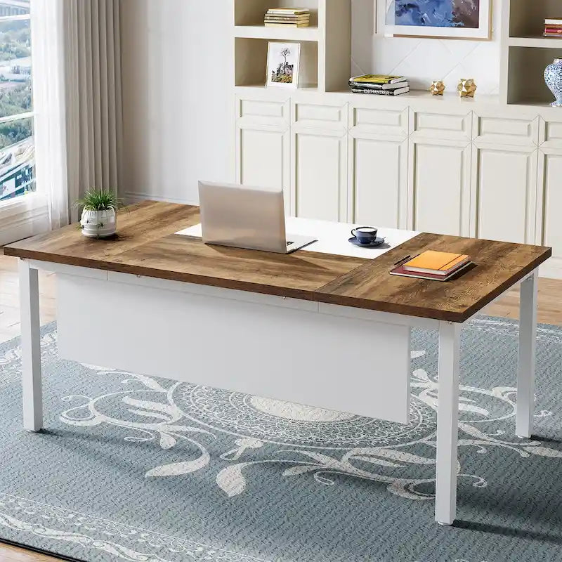 L-shaped Executive Computer Desk and lateral File Cabinet,63-inch Home Office Desk , ,Credenza Desk Set