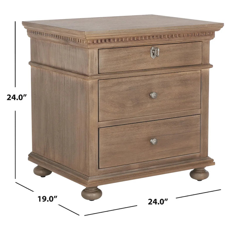 SAFAVIEH Couture Farzaneh 3-Drawer Wood Nightstand
