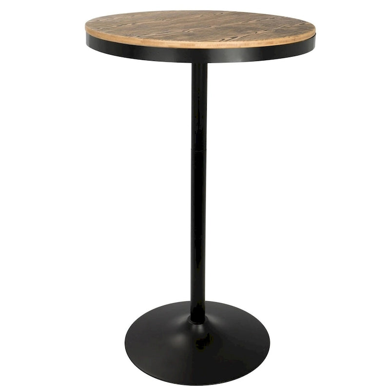 43 Natural Brown Black Metal Round Dakota Industrial Adjustable Bar / Dinette Table
