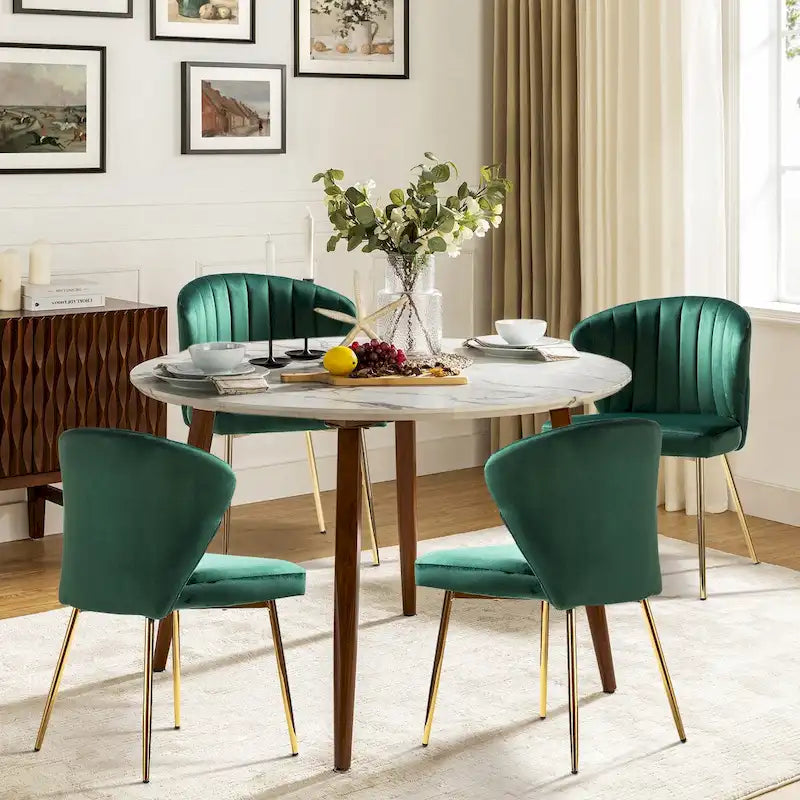 Barbara Side Chair with Metal Base Set of 4 by HULALA HOME