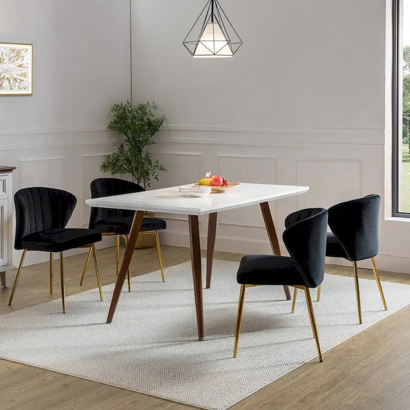 Barbara Side Chair with Metal Base Set of 4 by HULALA HOME