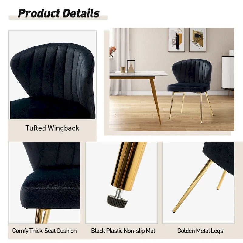 Barbara Side Chair with Metal Base Set of 4 by HULALA HOME