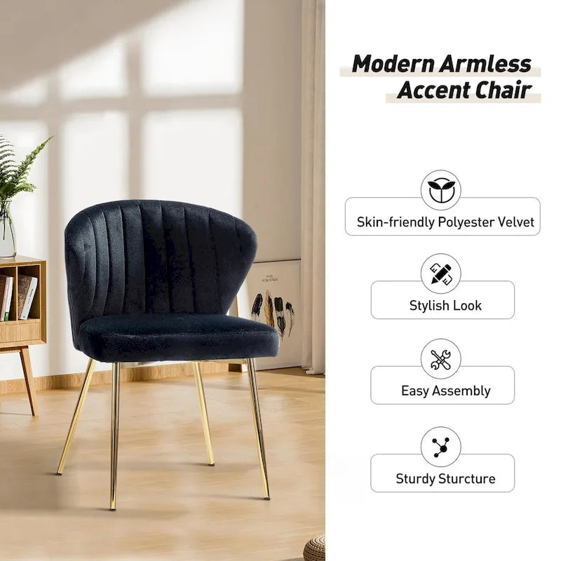 Barbara Side Chair with Metal Base Set of 4 by HULALA HOME