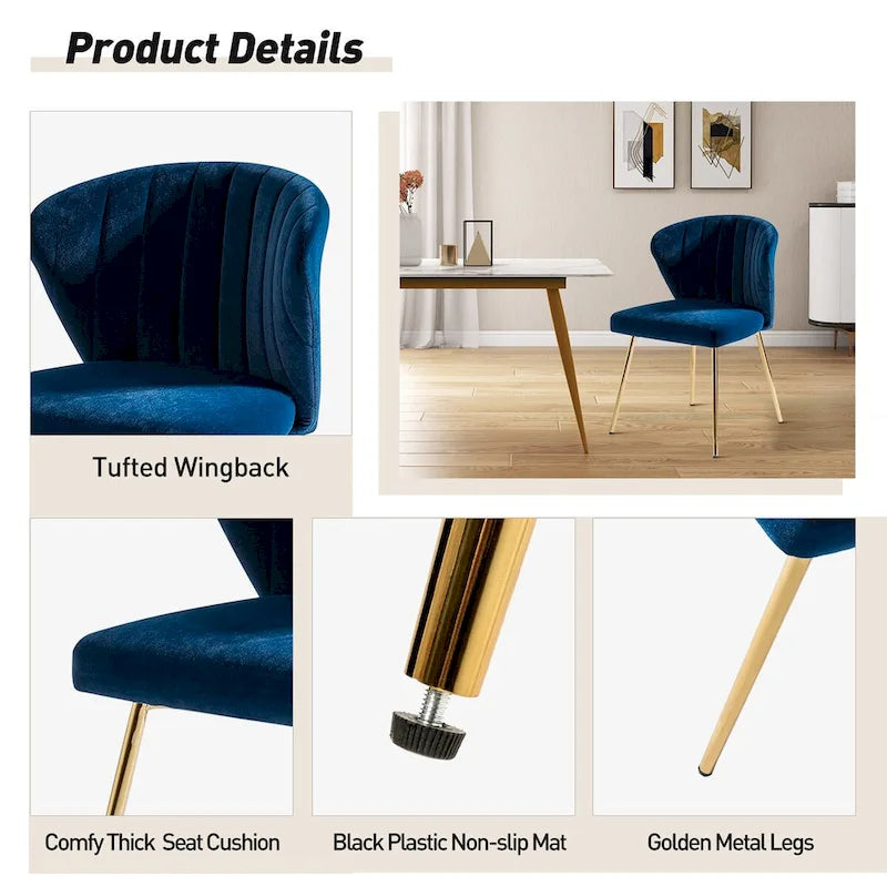 Barbara Side Chair with Metal Base Set of 4 by HULALA HOME