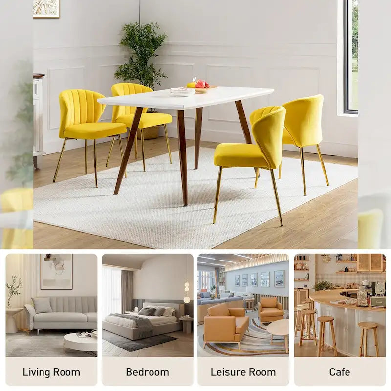 Barbara Side Chair with Metal Base Set of 4 by HULALA HOME