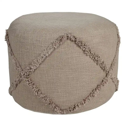 18 Brown Solid Texture Diamond Round Pouf Ottoman