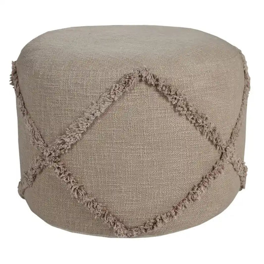 18 Brown Solid Texture Diamond Round Pouf Ottoman