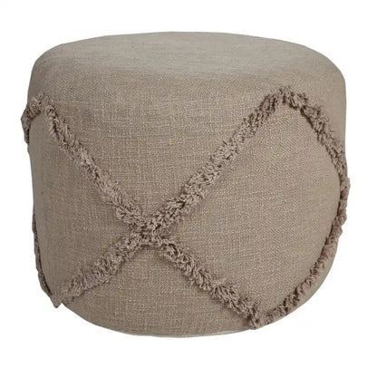 18 Brown Solid Texture Diamond Round Pouf Ottoman