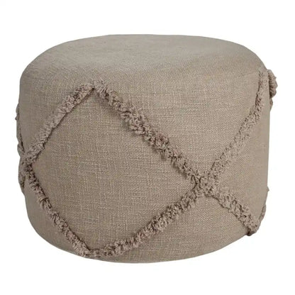 18 Brown Solid Texture Diamond Round Pouf Ottoman