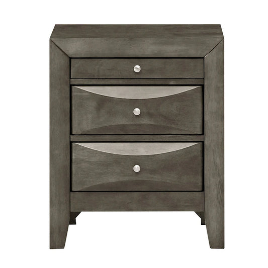 Modern 23-in Metal Knob 3-Drawer Wood Nightstand