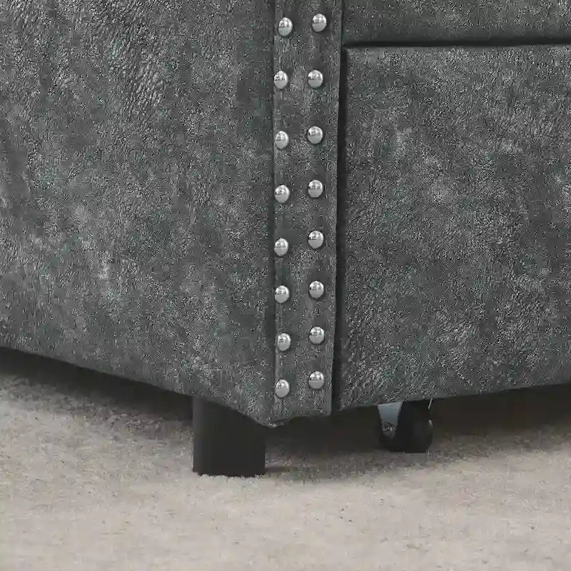 Queen Size Daybed with Drawers Upholstered Tufted Sofa Bed