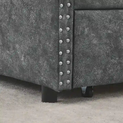 Queen Size Daybed with Drawers Upholstered Tufted Sofa Bed