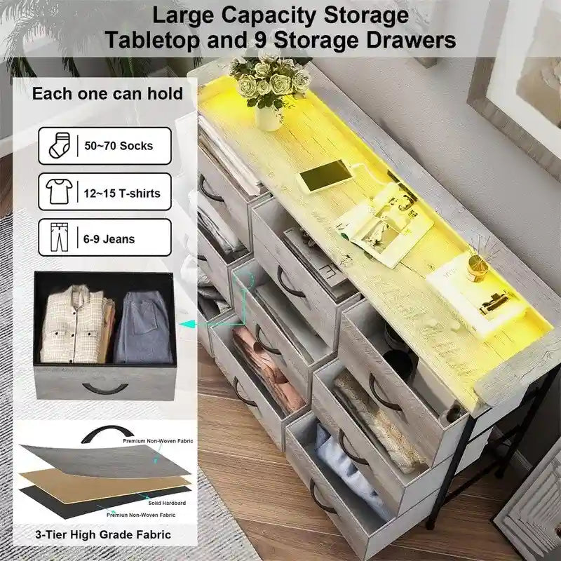 White Dresser with LED Light