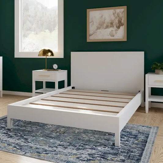 New Heights Renner Wood Platform Bed with Headboard