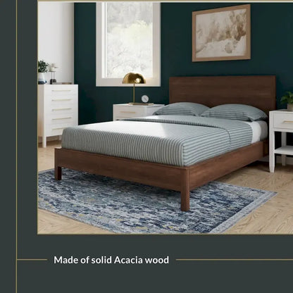 New Heights Renner Wood Platform Bed with Headboard