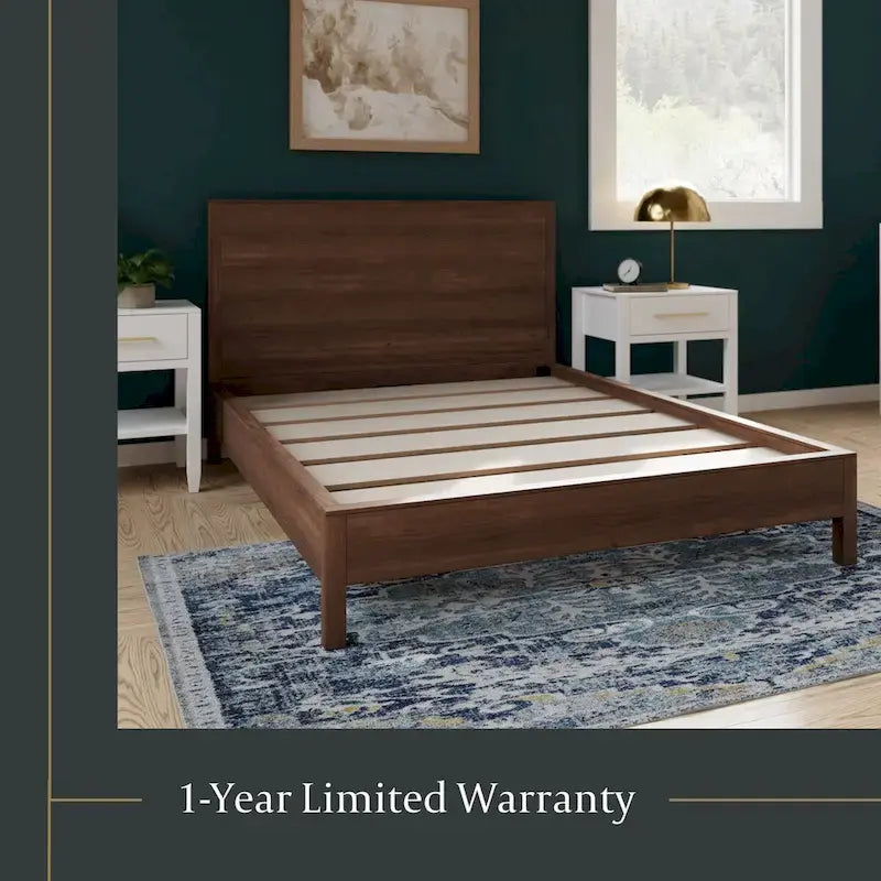 New Heights Renner Wood Platform Bed with Headboard
