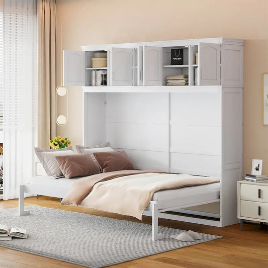 Queen Size Murphy Bed Wall Bed with Top Cabinets
