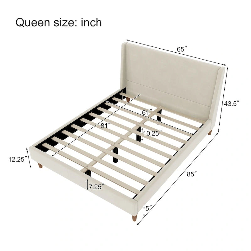 Modern Boucle Upholstered Platform Bed by Harper&Bright Designs