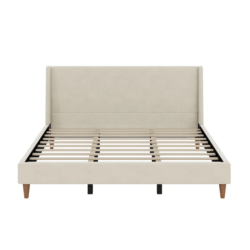 Modern Boucle Upholstered Platform Bed by Harper&Bright Designs