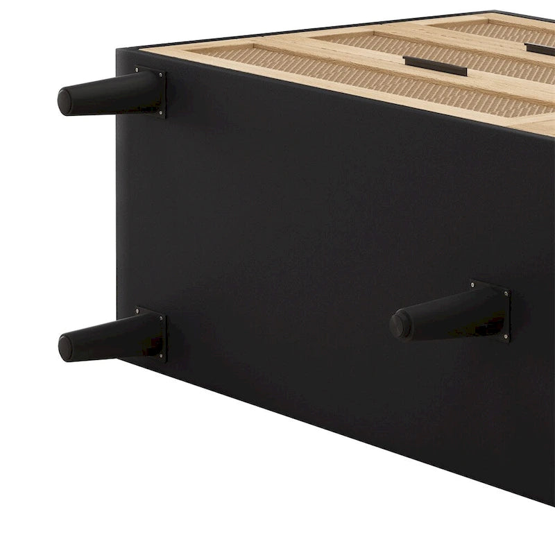 59 Rattan Storage Cabinet with 6 Drawers and Wood Legs