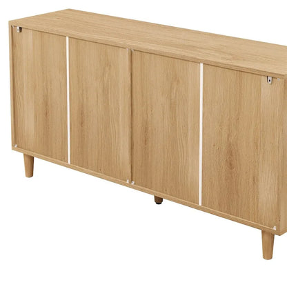 59 Rattan Storage Cabinet with 6 Drawers and Wood Legs