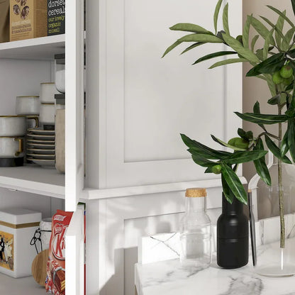 72.5 Kitchen Pantry Storage Cabinet, Freestanding Kitchen Cupboard with 4 Doors and Adjustable Shelves for Dining Room, MDF