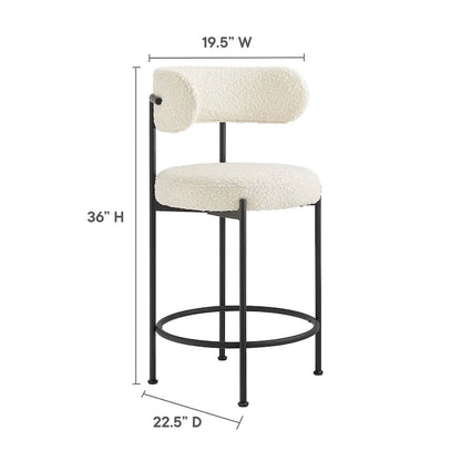 Albie Boucle Fabric Counter Stools - Set of 2