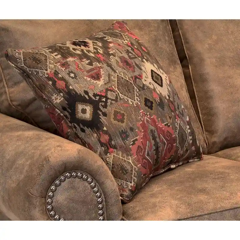 Rancho Rustic Brown Buckskin Fabric Sofa