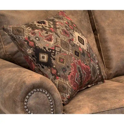 Rancho Rustic Brown Buckskin Fabric Sofa