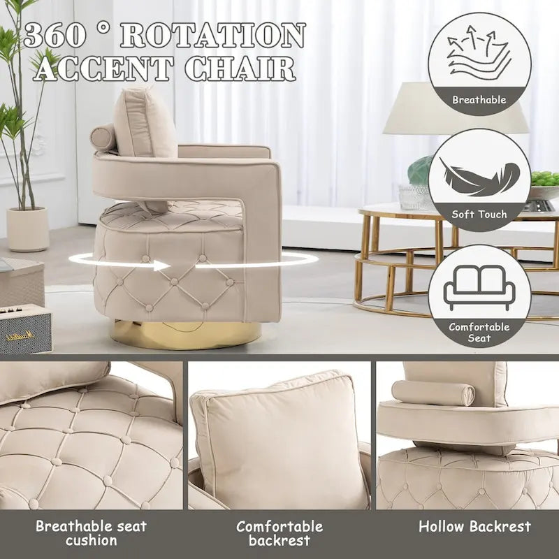 Fabric pull buckle living room rotating leisure chair, reception and negotiation chair