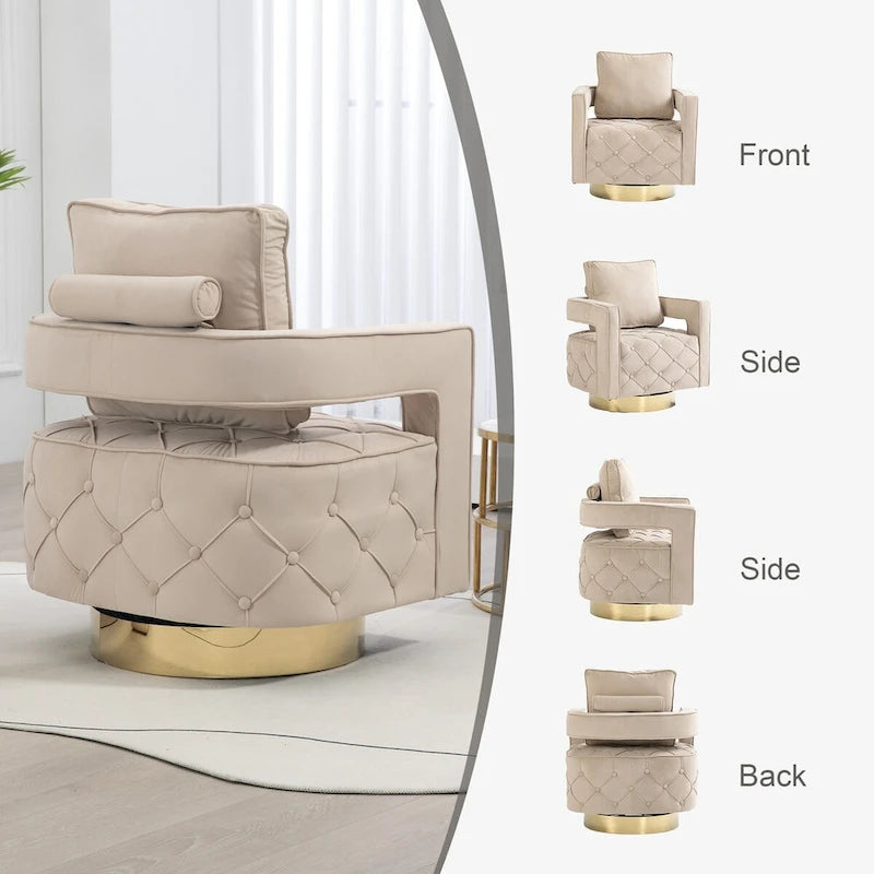Fabric pull buckle living room rotating leisure chair, reception and negotiation chair