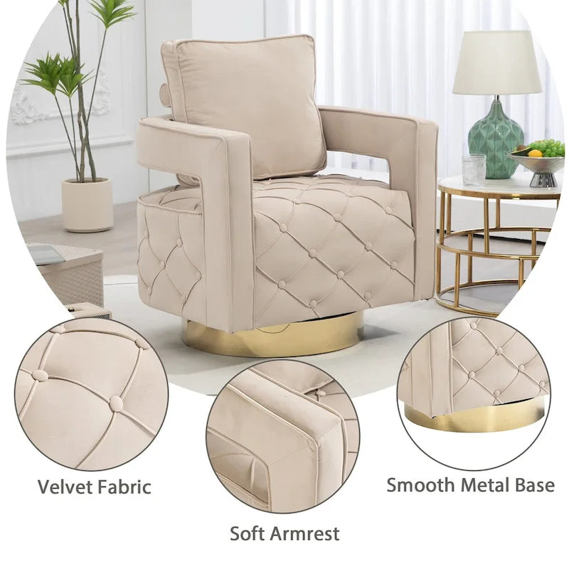 Fabric pull buckle living room rotating leisure chair, reception and negotiation chair