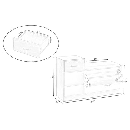 Wooden Entryway Shoe Storage Bench with Cushion