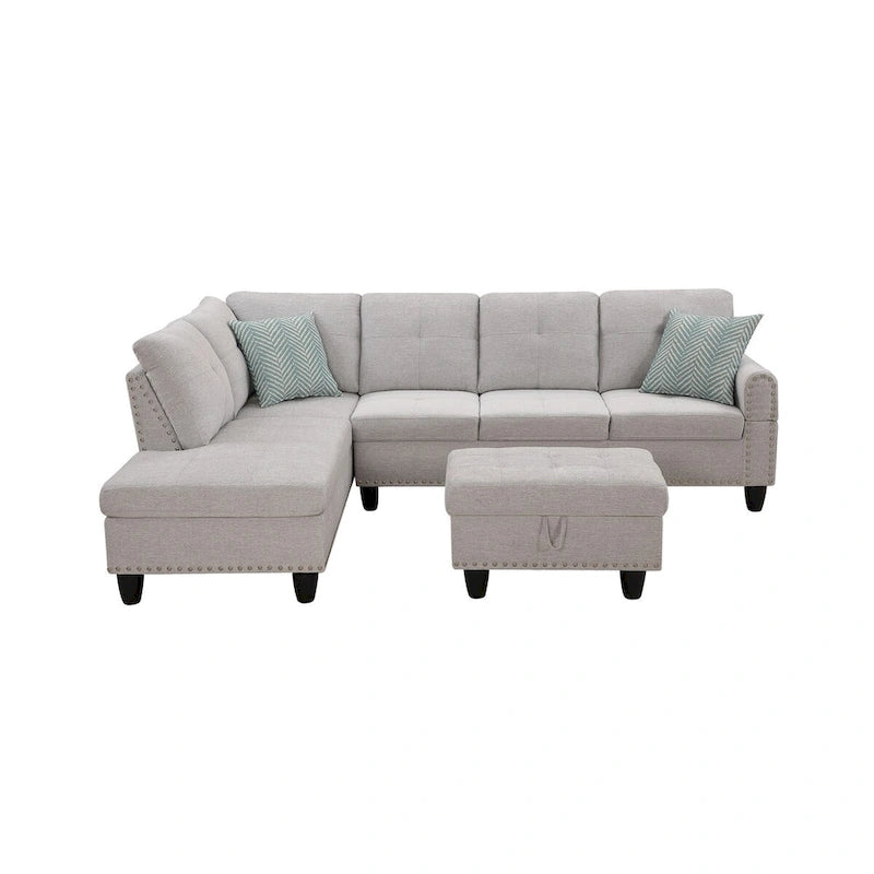 Alger 98 Wide Left Hand Facing Sofa & Chaise with Ottoman