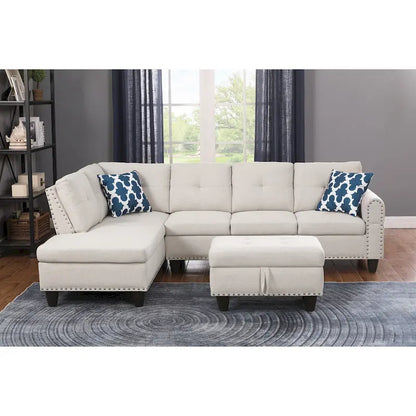 Alger 98 Wide Left Hand Facing Sofa & Chaise with Ottoman
