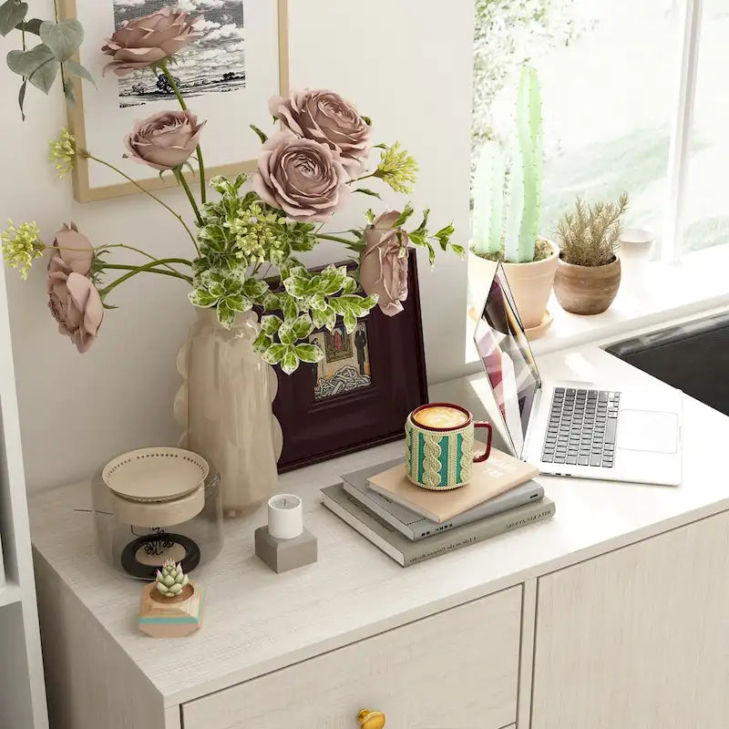 White Shoe Storage Bench with Cushioned Seat and Adjustable Shelves
