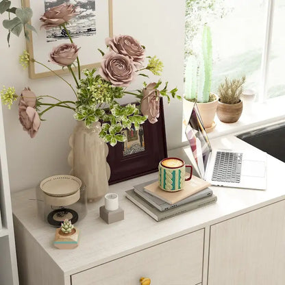 White Shoe Storage Bench with Cushioned Seat and Adjustable Shelves