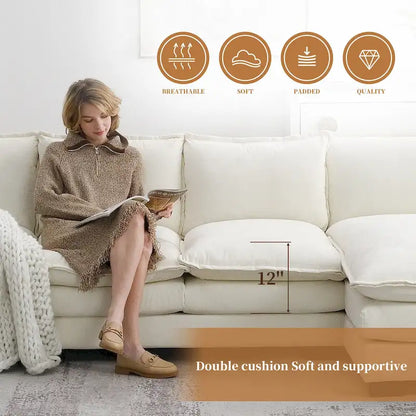 Modern L-shaped Cloud Sofa with Chaise Lounge