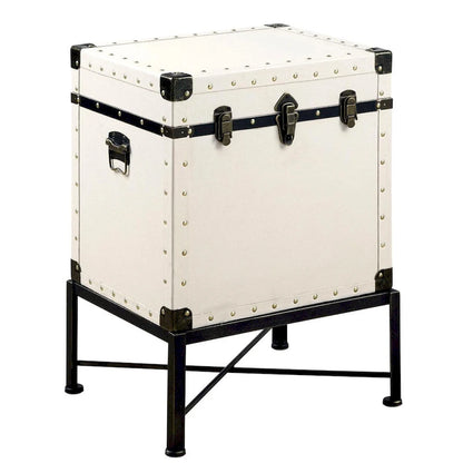 Traveler Design Trunk Style Accent StorageTable with Metal Frame