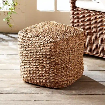 Coastal Seagrass Square Pouf