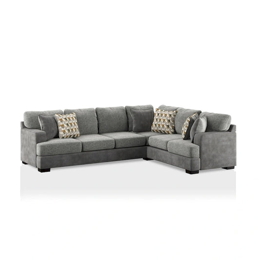Herm Transitional Grey Solid Wood L-Shaped Sectional by Furniture of America