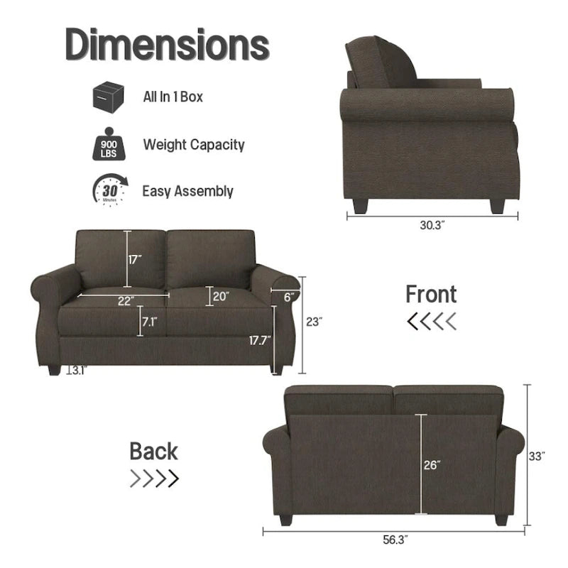 Modern Solid Wood Extra Deep Seat Sofa 2 Seater