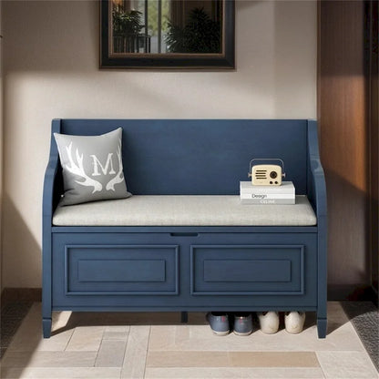 Solid wood Entryway Multifunctional Storage Bench with Safety Hinge