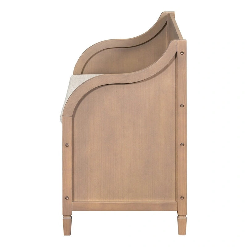 Solid wood Entryway Multifunctional Storage Bench with Safety Hinge