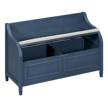 Solid wood Entryway Multifunctional Storage Bench with Safety Hinge