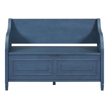 Solid wood Entryway Multifunctional Storage Bench with Safety Hinge