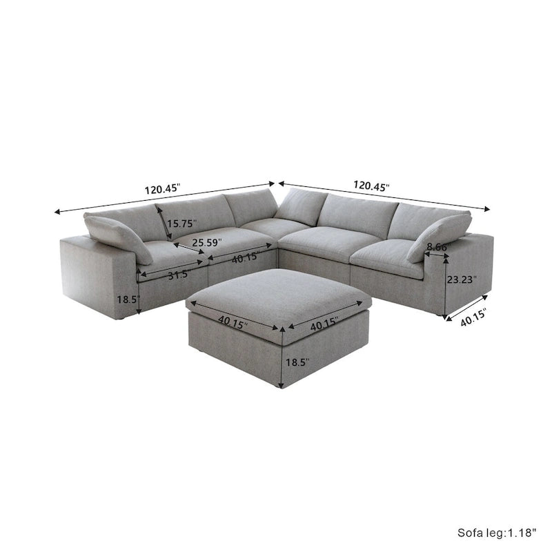 V Shape Cloud Couches for Living Room, Modular Convertible Sectional Sofa Couch, Couch Cushion Covers Removable